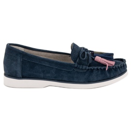 Filippo Leather Loafers With Fringes blue
