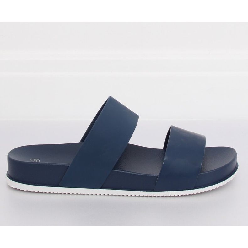 CK66P Blue navy blue slippers with rubber stripes