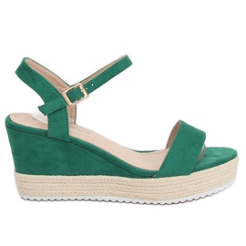 Green espadrilles wedge sandals LY9109 Green