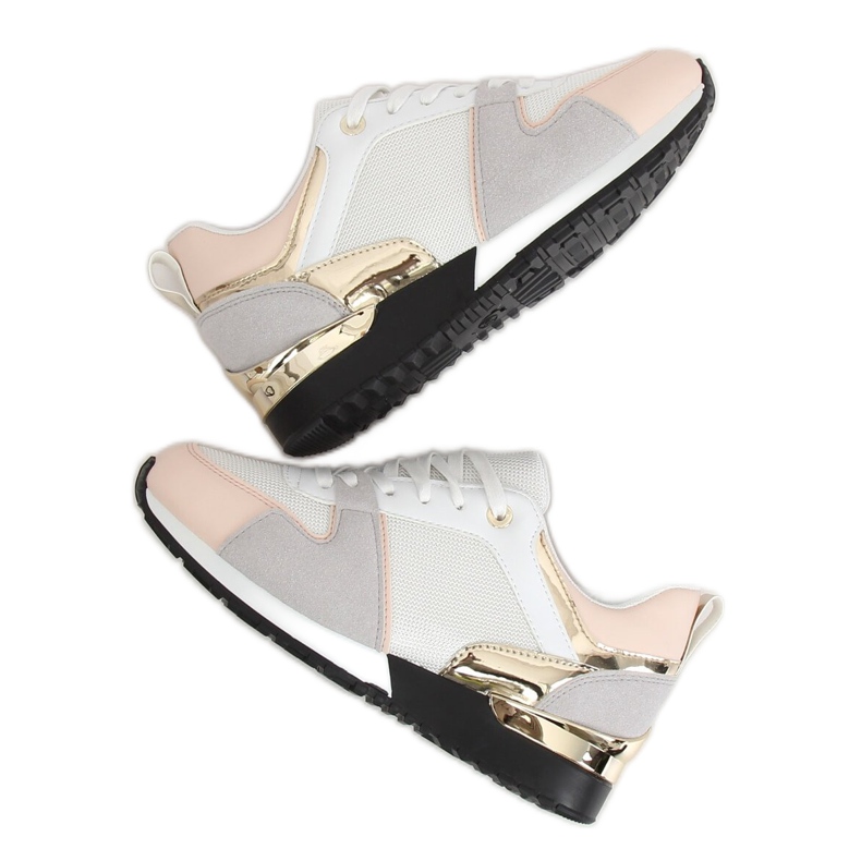 White sports shoes B-01 WHITE / PINK multicolored