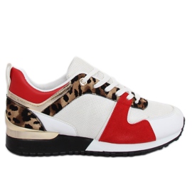 White sports shoes B-01 WHITE / LEOPARD black brown multicolored