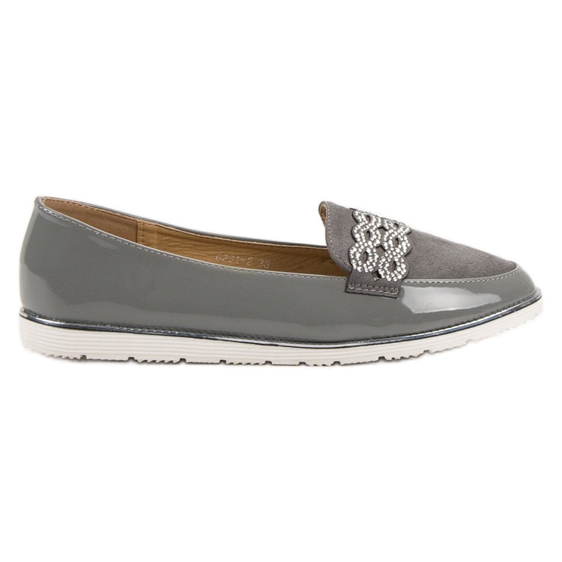 SHELOVET Lacquered loafers grey