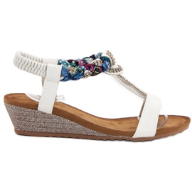 SHELOVET Slip-on Sandals With Cubic Zirconia white
