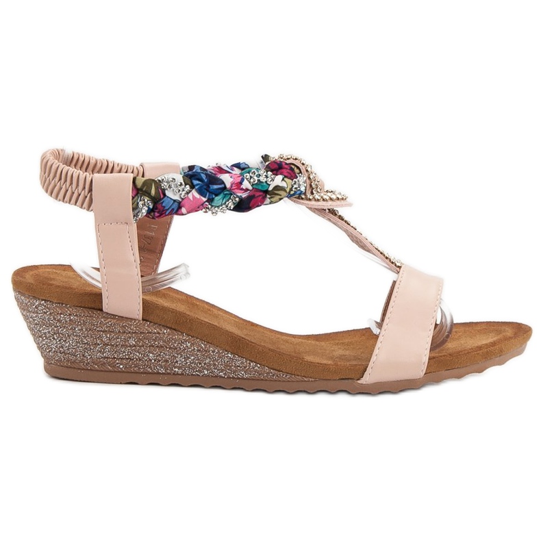 SHELOVET Slip-on Sandals With Cubic Zirconia pink