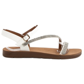 Camo Sandals With Cubic Zirconia white Camo Sandals With Cubic Zirconia white