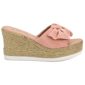 Bello Star Suede Wedge Sandals pink