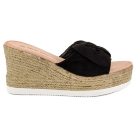 Bello Star Suede Wedge Sandals black