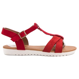 EXQUILY Classic Suede Sandals red