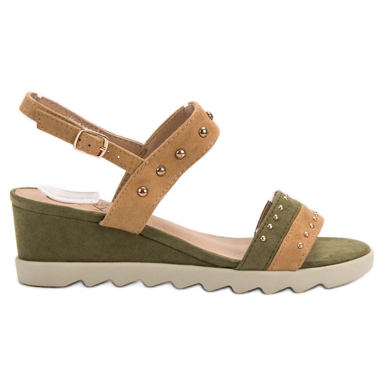 Kylie Sandals With Rhinestones brown green Kylie Sandals With Rhinestones brown green
