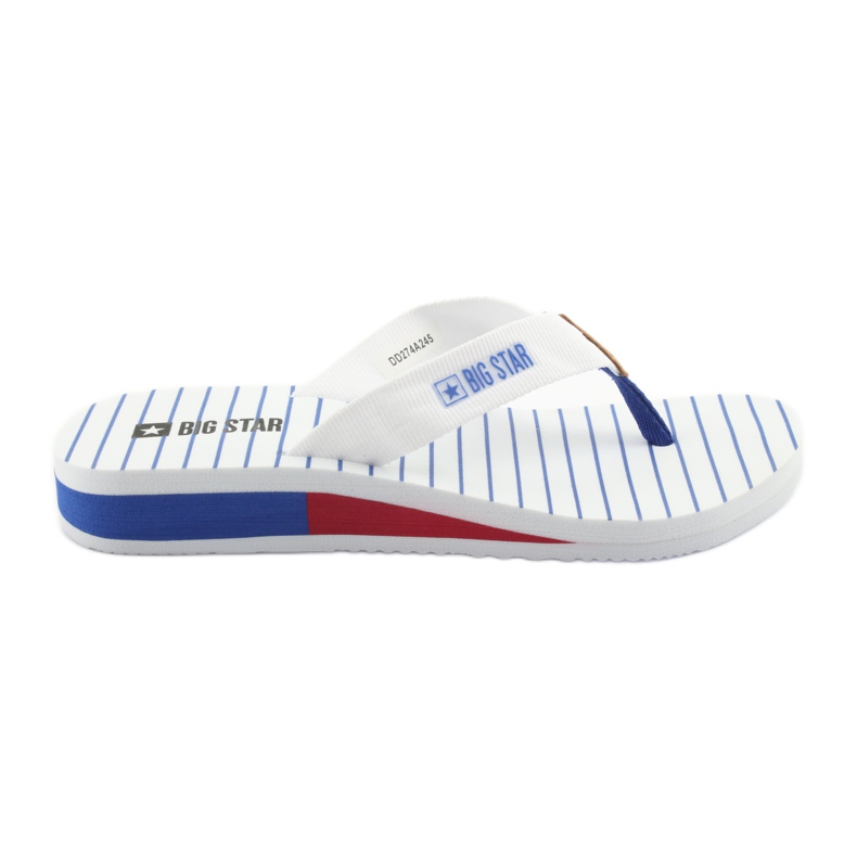 Big Star flip-flops on a wedge heel white brown blue red