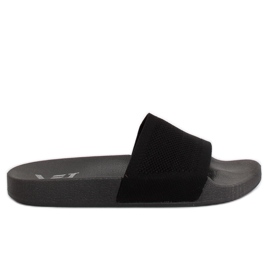 Black slippers with a knitted belt PT-110 Black