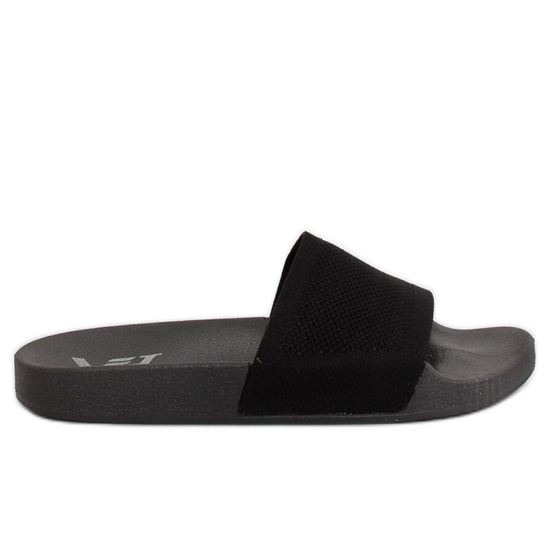 Black slippers with a knitted belt PT-110 Black