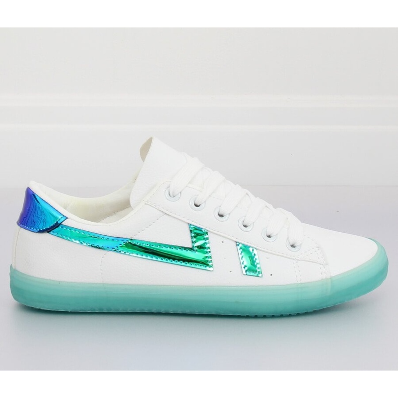 White-green women's sneakers B0-08 WHITE / L.GREEN II-GAT