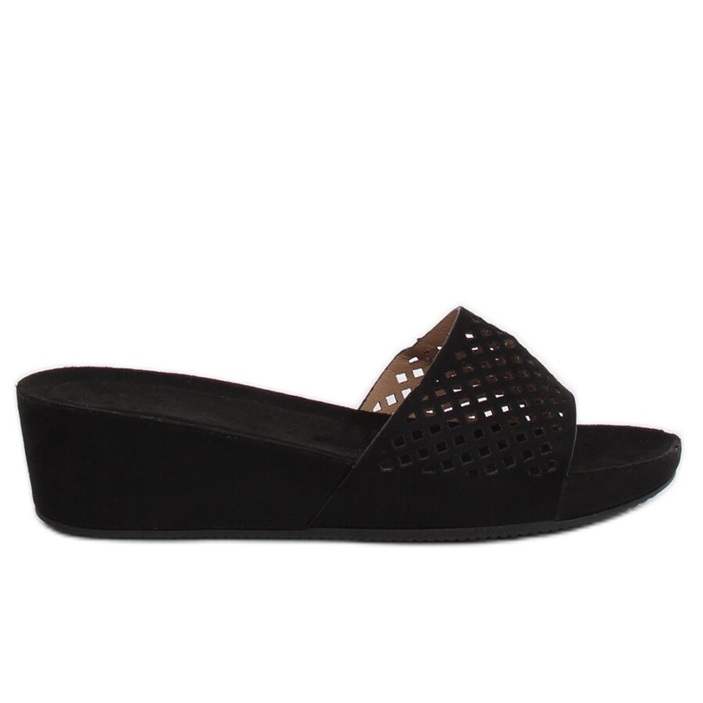 Black openwork JS-03 Black slippers