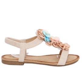 Beige sandals with flowers 218-174 Beige Beige sandals with flowers 218-174 Beige