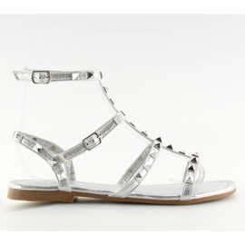 Women's sandals with silver H56 Silver II-GAT studs grey Women's sandals with silver H56 Silver II-GAT studs grey