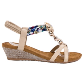 SHELOVET Sandals With Ornaments brown