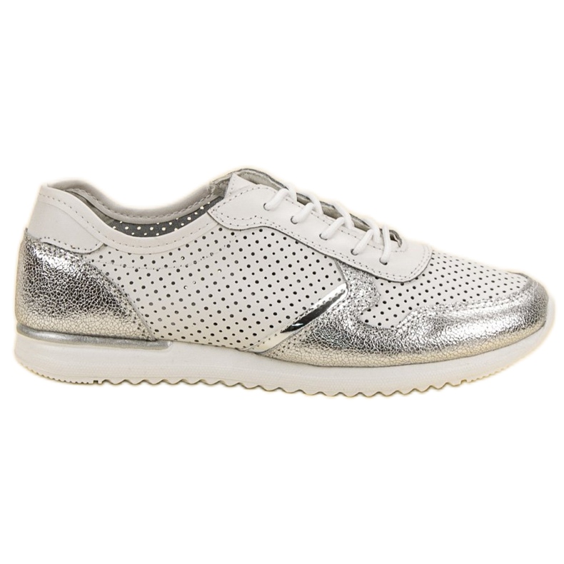 Filippo Silver Leather Shoes white grey