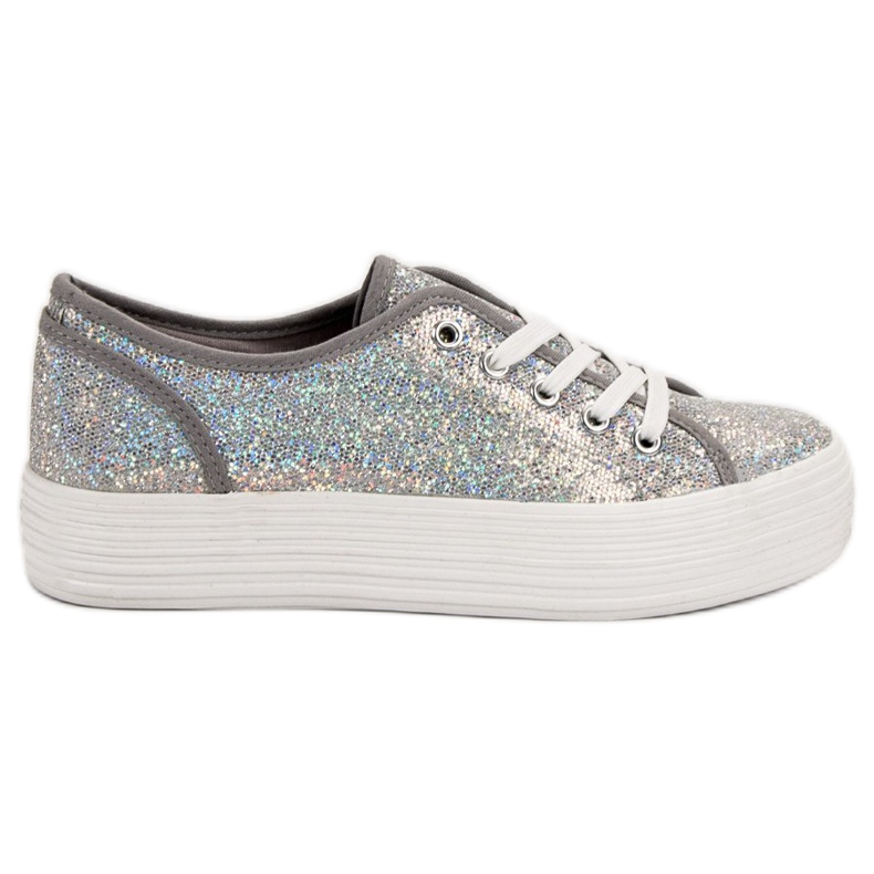 SHELOVET Sneakers With Glitter grey