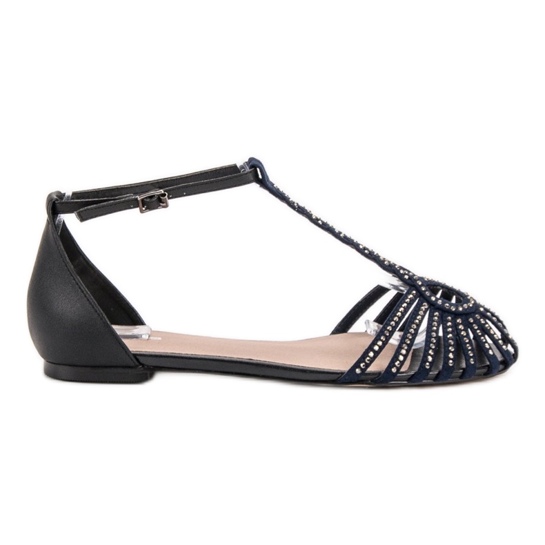 SHELOVET Fashionable Sandals With Cubic Zirconia black blue SHELOVET Fashionable Sandals With Cubic Zirconia black blue