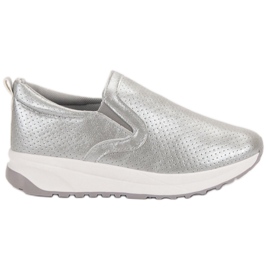 SHELOVET Silver Slip-On Shoes grey