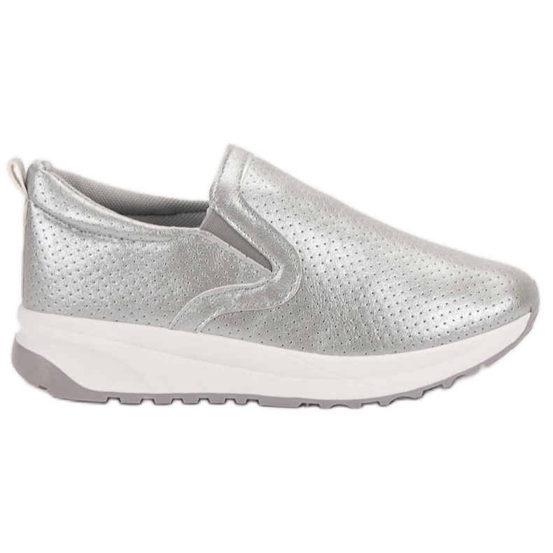 SHELOVET Silver Slip-On Shoes grey