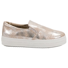 SHELOVET Slip On Animal Print Sneakers yellow SHELOVET Slip On Animal Print Sneakers yellow