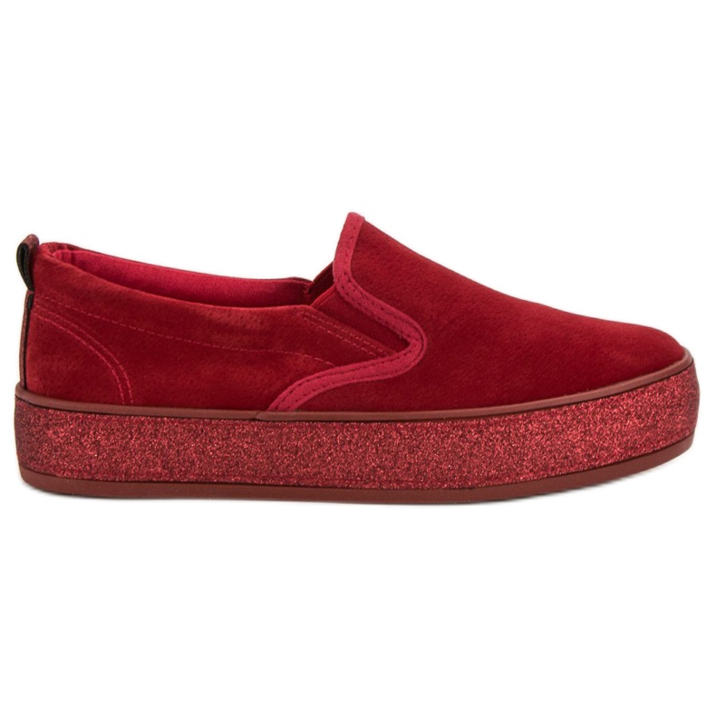 SHELOVET Slipons With Glitter Sole red