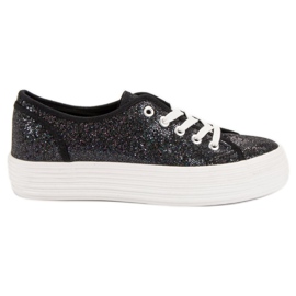 SHELOVET Sneakers With Glitter black SHELOVET Sneakers With Glitter black