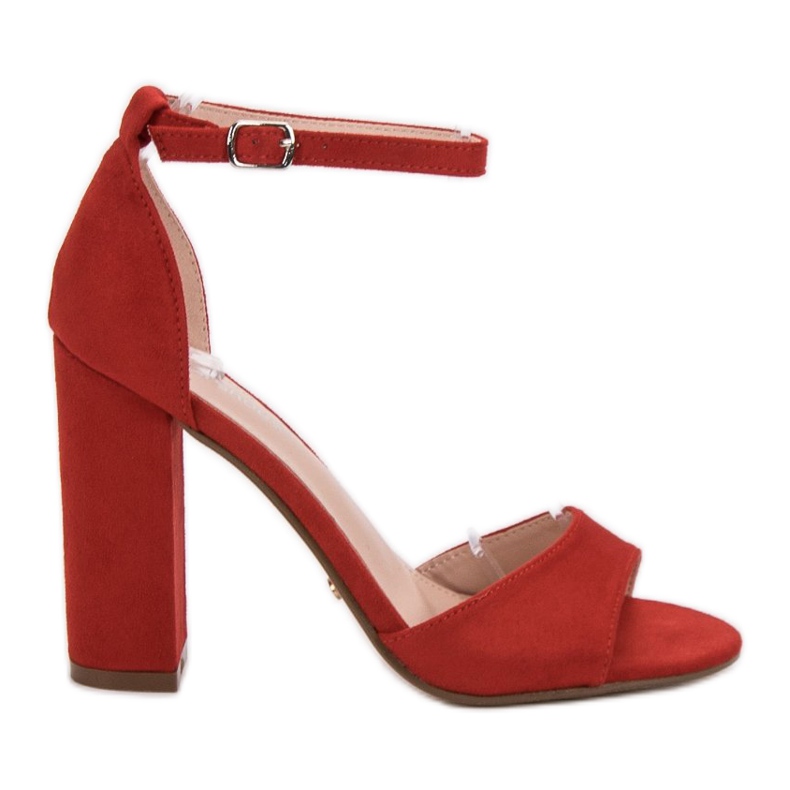 Ideal Shoes Comfortable high-heeled sandals red