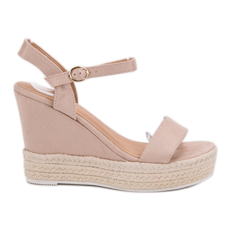 Ideal Shoes Stylish wedge sandals beige