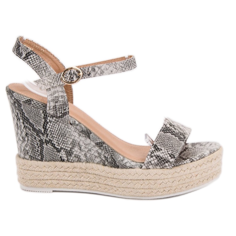 Ideal Shoes Stylish wedge sandals grey