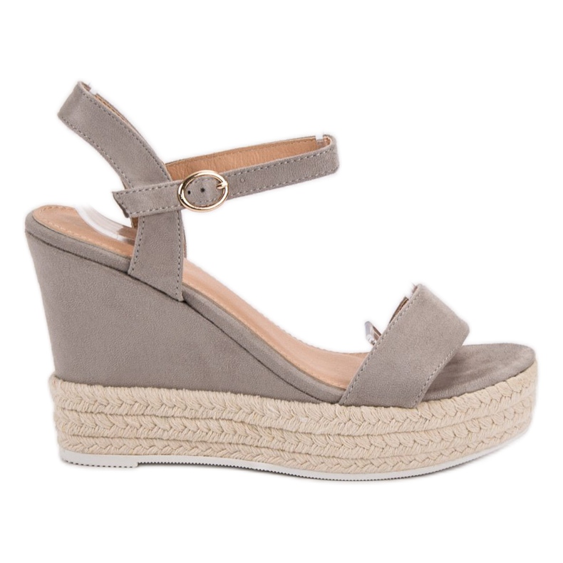 Ideal Shoes Stylish wedge sandals grey