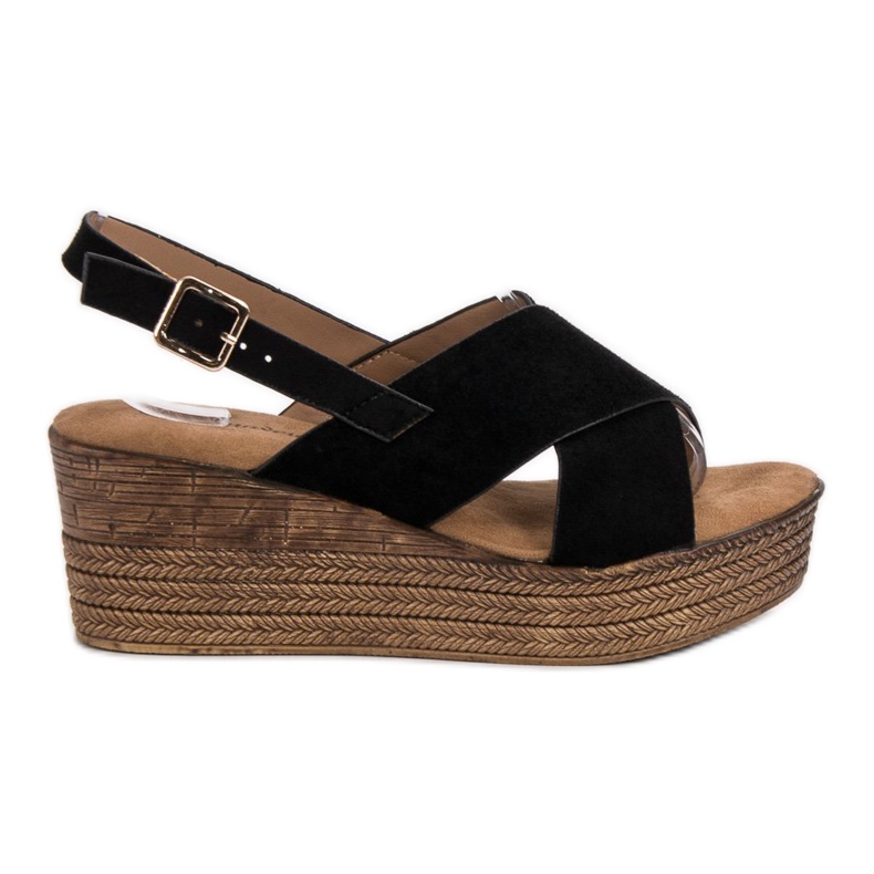 Primavera Black Wedge Sandals