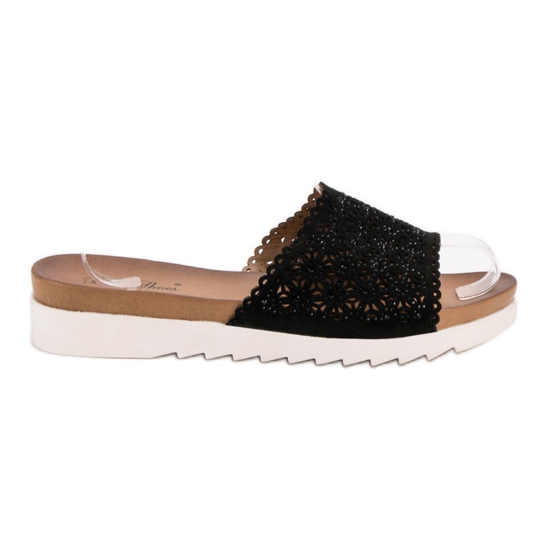 Best Shoes Openwork Black Slippers
