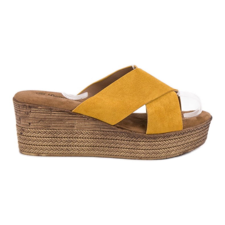 SHELOVET Mustard Wedge Sandals yellow