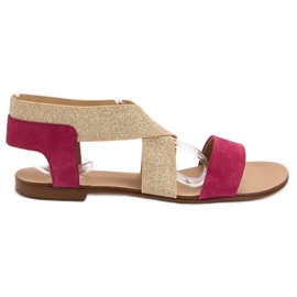 SHELOVET Elegant flat sandals brown pink SHELOVET Elegant flat sandals brown pink