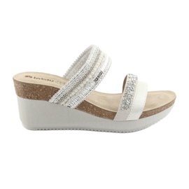 INBLU EN010 silver wedge slippers white grey