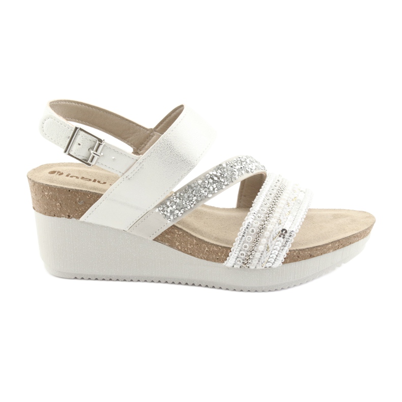 Wedge sandals INBLU EN009 silver white grey