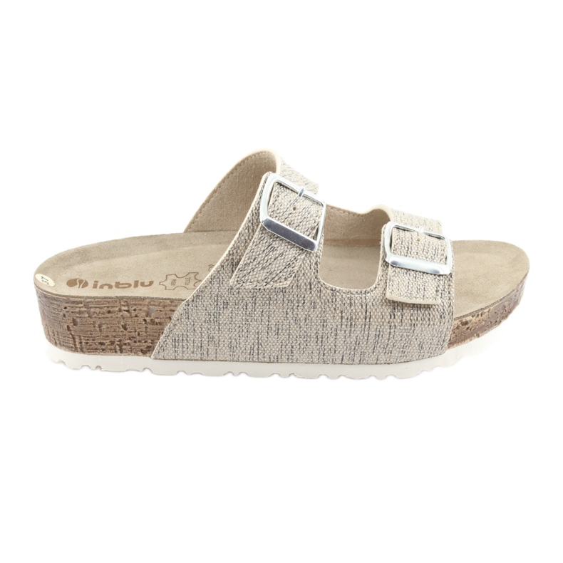 Women's beige Inblu NM013 slippers with silver particles brown grey