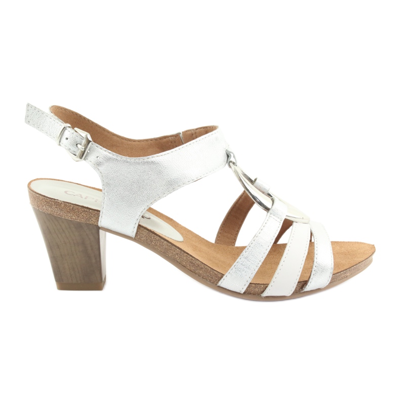 Caprice women's sandals with an ornament 28308 silver oval white grey Caprice women's sandals with an ornament 28308 silver oval white grey