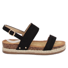 Black sandals on a cork sole CH-118 Black