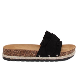 Black espadrilles slippers BJS-002 Black