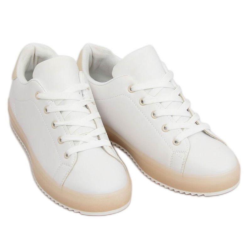 Women's white and beige sneakers 9118 Beige brown