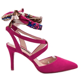 Milaya Stilettos tied with a ribbon pink