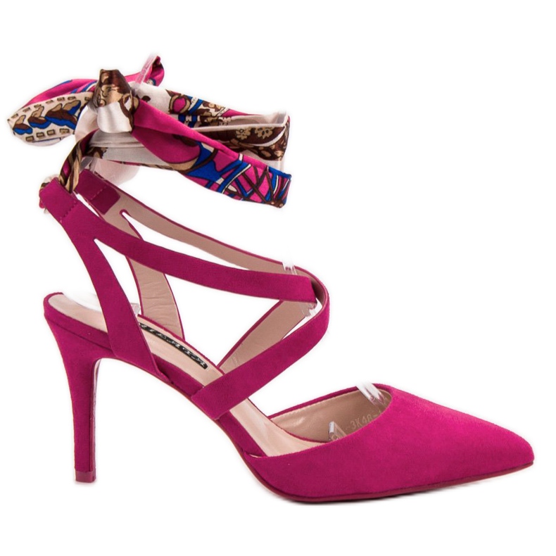 Milaya Stilettos tied with a ribbon pink
