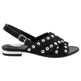 Kylie Black Sandals Fastened With A Buckle