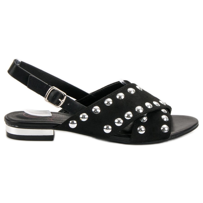 Kylie Black Sandals Fastened With A Buckle