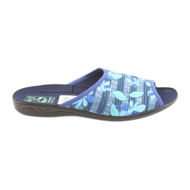 Women's slippers with flowers Adanex 23863 navy blue green