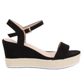 Black sandals on a wedge espadrilles black LY9109 Black